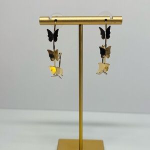 Gold Butterfly Hoop Earrings